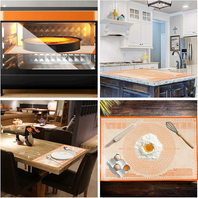 Silicone Pastry Mat 34X26 inch Baking mat Perfect for Dough, Pastry, Pie Crust, Fondant, Cookies, Bread, Pasta/Pizza,Pastry Board, Kitchen Counter Mat
