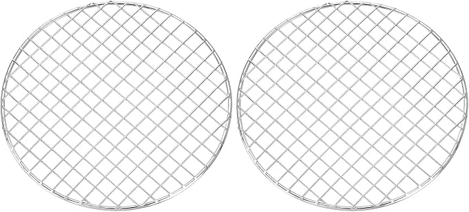 uxcell 2 Pcs Round Cooking Rack, Dia 8.9 Inch Stainless Steel Grill Grate Cross Wire Barbecue Grill for Cooking Baking Air Fryer Racks, Silver