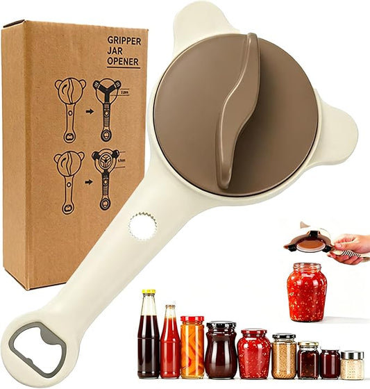 4-in-1 Adjustable Jar Opener for Seniors with Arthritis (Beige)