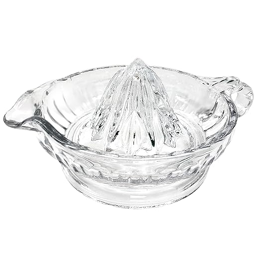 TableCraft H223 Glass Manual Juicer with Handle and Pour Spout – Vintage-Style Clear Glass Lemon Juicer | Manual Orange Juice Squeezer for Citrus Fruits | Glass Citrus Juicer for Kitchen and Bar Use