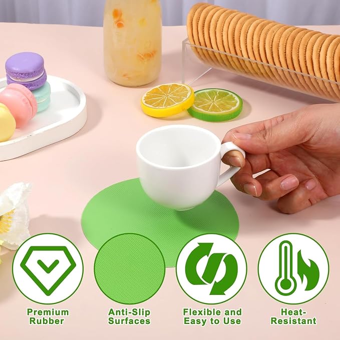 4 Pack Jar Opener, Silicone Bottle Opener Gripper Pad Top Rated for Seniors | Rubber Jar Opener Tool for Weak Hands and Arthritis, Green & Blue