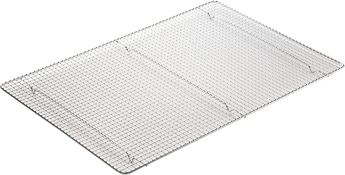 Winco Full Size Full-size Stainless Steel Sheet Pan Grate | Elevated feet, Heavy-duty, Great for Storage, Organization and Prep Stations