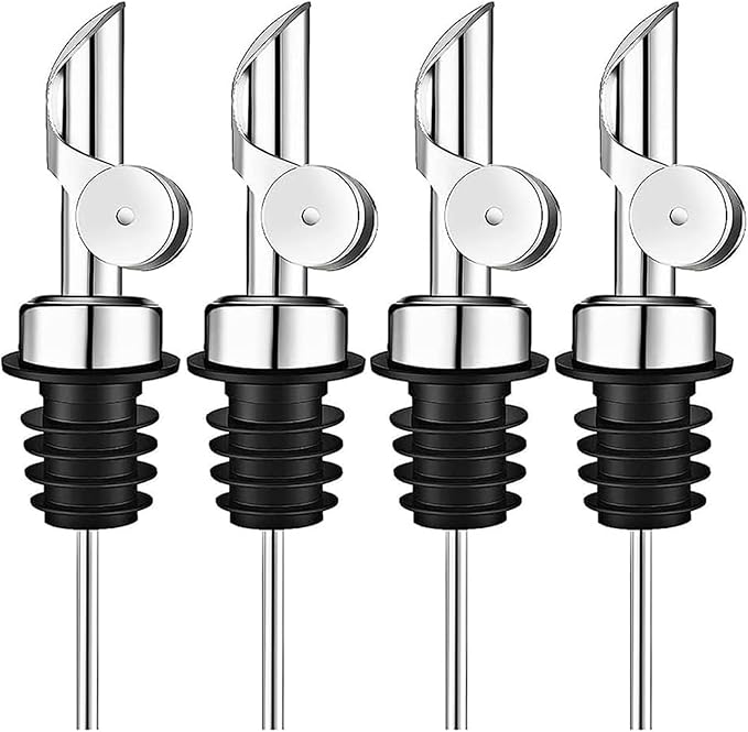 Pafuen 4 Pack Liquor Pour Spout, Oil Pourer, Olive Oil Pour Spout for Olive Oil Dispenser(Silver)