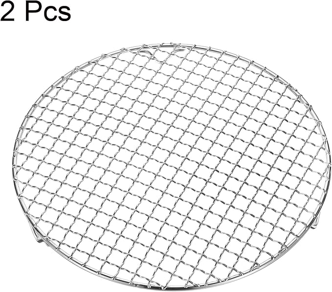 HARFINGTON 2pcs Round Cooking Rack 10.2-inch 201 Stainless Steel Cross Wire Barbecue Grill Net with 20mm Legs for Cooking Baking Steaming BBQ