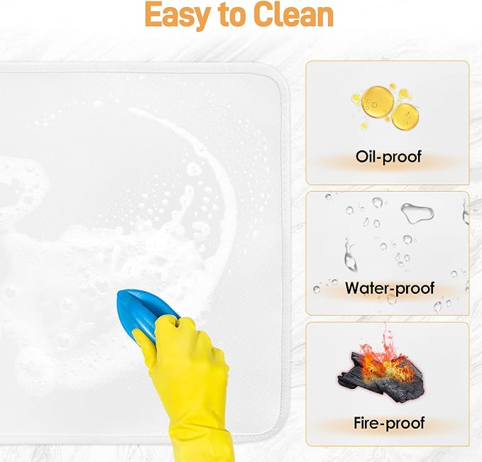 2 PCS Heat Resistant Mats for Countertop Air Fryer, 14x12in, White | 1022 ℉ Fireproof mat, air fryer accessories for ninja, cosori, waterproof hot pads for kitchen toaster, oven, coffee maker