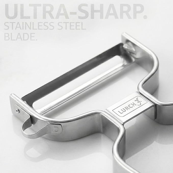 Lurch Universal Stainless Steel Peeler - Stainless Steel Blade with Japanese Technology, Movable Blade Head for Effortless Peeling, Ergonomic Handle for Secure Grip, Ideal for Fruit & Vegetables