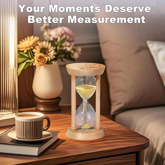 Wooden Sand Timers,5 Minute Bamboo Mini Gold Sand Hourglass for Meditation & Decor, 5 Min Small Reloj De Arena Sandglass for Kitchen, Office, Yoga, Game, Classroom
