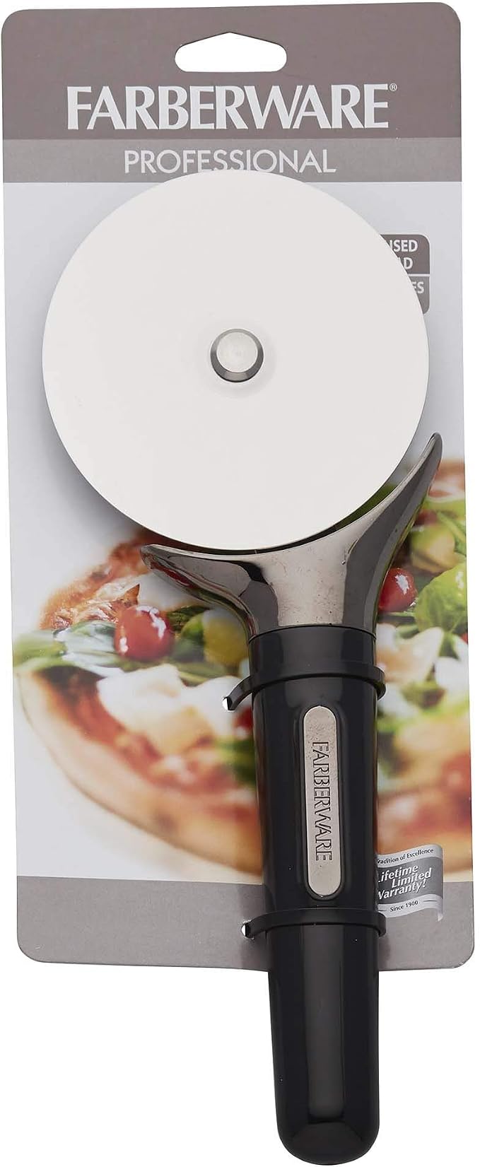 Farberware Professional Stainless Steel Pizza Cutter, 9.37-Inch, Black