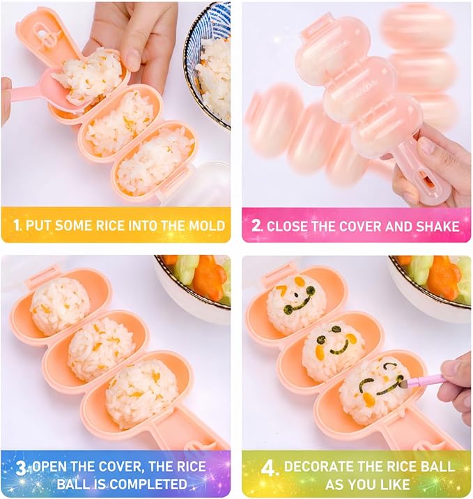 FUNGYAND Sandwich Bread Cutter Set, 45 in 1 Bento Lunch Box Accessories Kit Includes Fruit Cutter, Animal Food Picks, Rice Ball Maker, Easy to Use