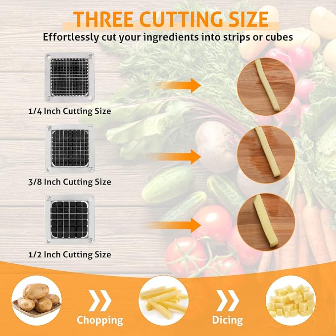 WICHEMI Replacement Chopper Blade 1/4" Blade Commercial Vegetable Chopper Stainless Steel Onion Chopper Dicer Blades and Pusher Block for Tomato Dicer French Fry Cutter (2 Pack)
