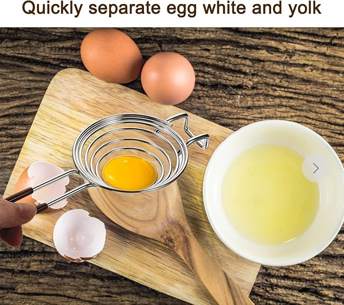 uxcell Egg White Separator Stainless Steel Eggs Yolk Separating Filter Long Handle Kitchen Cooking Baking Tool
