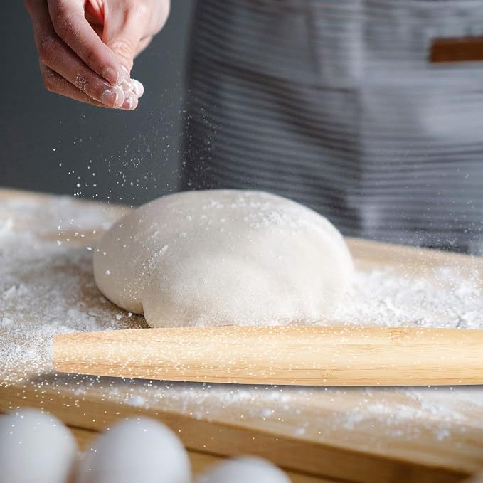 Classic Wood Rolling Pin, Wooden Roll Pin, Natural Wooden Roller with No Dents or Gaps for Baking Pizza Dough, Pie, Cookie and Pastry, 13Inch