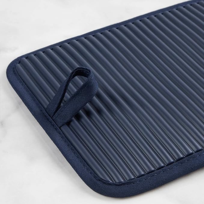 KitchenAid Ribbed Soft Silicone Pot Holder 2-Pack Set, Ink Blue, 7"x9"