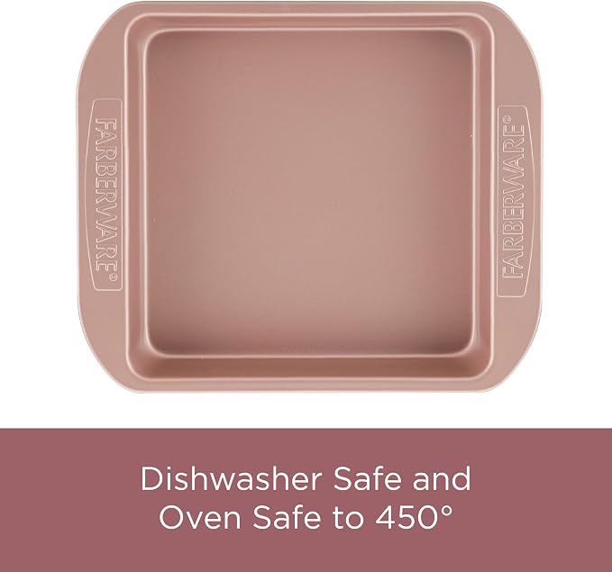 Farberware Baking Nonstick Cake Pan, Rectangle, 9 Inch x 13 Inch, Red Rose Gold
