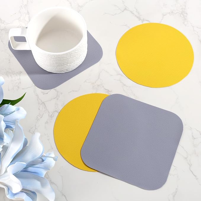 LUTER 4pcs Jar Opener Gripper Pad for Seniors with Weak Hands, Rubber | Multi-function Silicone Bottle Opener Lid Cap Rubber Gripper Pads Kitchen Coasters Gadgets, Yellow, Gray