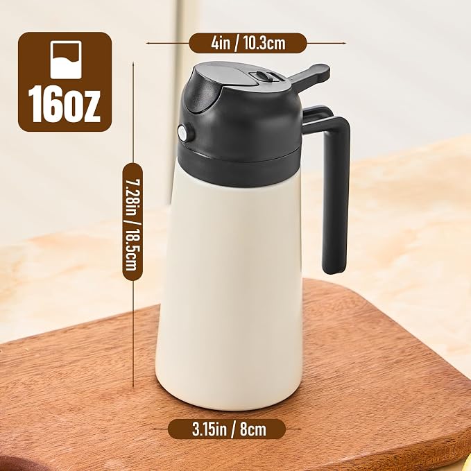 Baalaka Oil Sprayer for Cooking, Stainless Steel Dispenser, Black, 16 oz | Olive oil dispenser bottle sprays fine mist or pours smoothly; ceramic-coated inside for air fryer, BBQ, salads and baking.