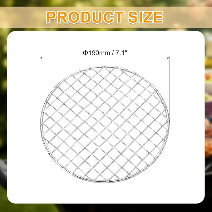 uxcell Round Cooking Rack, Dia 7.5 Inch Stainless Steel Grill Grate Cross Wire Barbecue Grill for Cooking Baking Air Fryer Racks, Silver