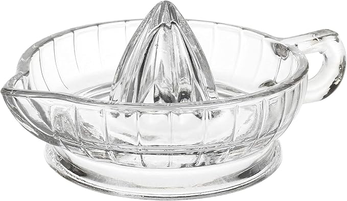 Citrus Juicer with Handle and Pour Spout, Glass Manual Juicer for Small Lemon and Small Orange