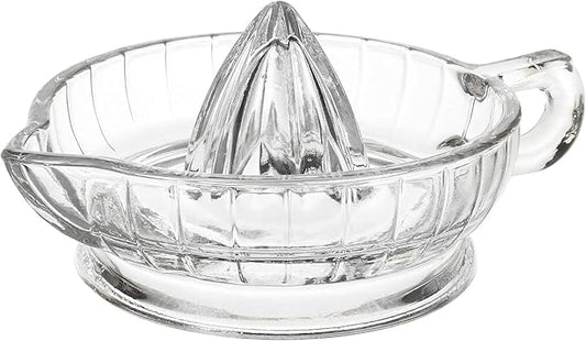 Citrus Juicer with Handle and Pour Spout, Glass Manual Juicer for Small Lemon and Small Orange