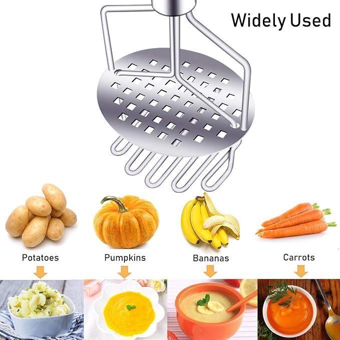 Potato Masher Stainless Steel,Dual-Press Premium Heavy Masher and Ricer Hand Tool,Perfect for Mashing Baby Food