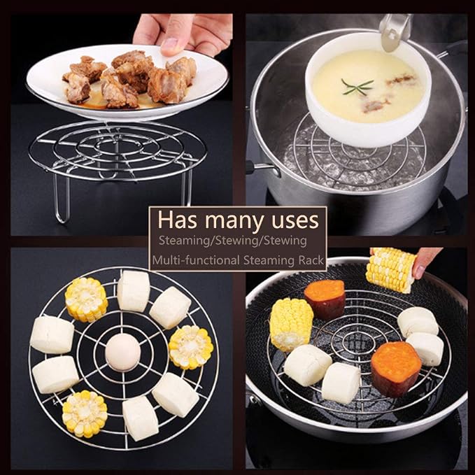Steam Rack, Heavy Duty Steaming Rack Stand, Stainless Steel Round Steamer Cooling Rack Trivet, Pot Steamer Insert Food Stand, Steaming Cookware Accessories(Size:19.5cm/7.68in)