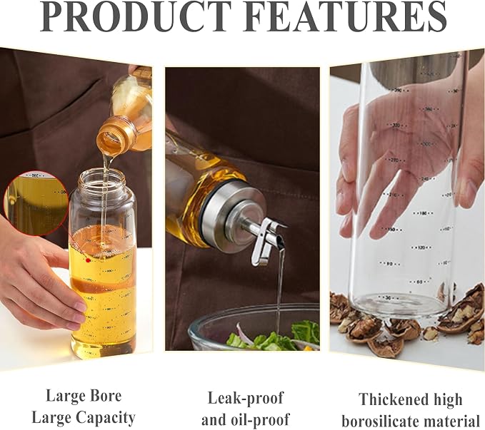 Olive Oil Dispenser Bottle,17 Oz Oil Dispenser For Kitchen,Glass Oil Bottle