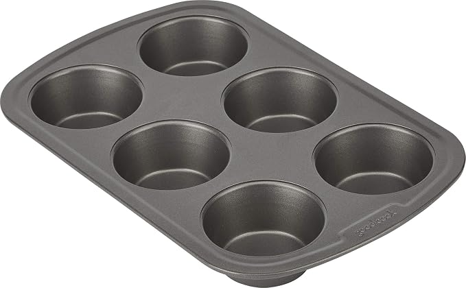 GoodCook Everyday Muffin Pan Nonstick Warp-Resistant Carbon Steel Construction, Gray 6 Cups (Pack of 12)