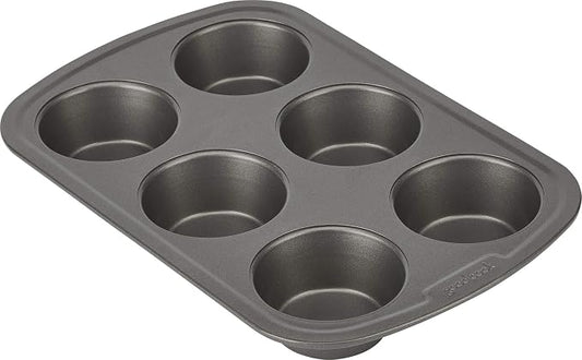 GoodCook Everyday Muffin Pan Nonstick Warp-Resistant Carbon Steel Construction, Gray 6 Cups (Pack of 12)