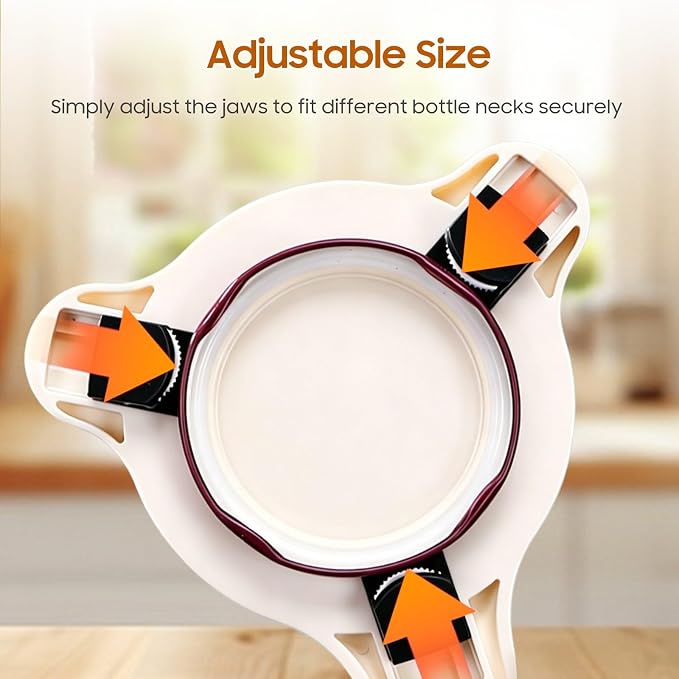 4-in-1 Adjustable Stainless Steel Jar Opener for Seniors Arthritic & Weak Hands, Manual Lid Gripper for Mason Pickle Sauce Jam Soda Wine Jars, Compact Practical Home RV Kitchen Gadget