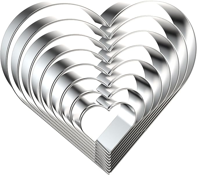Heart Cookie Cutter Set 8-Piece 1.5" to 5" by QAAQS