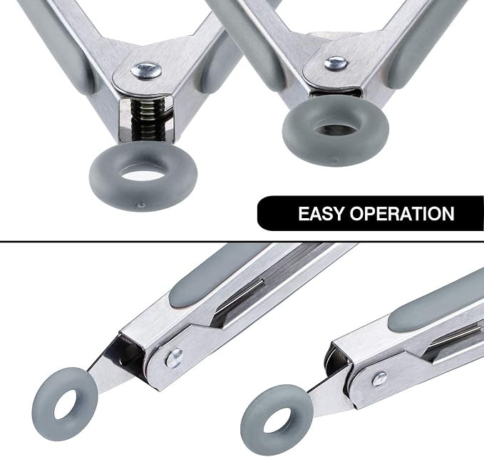 MSY BIGSUNNY Kitchen Food Tongs - 7" Mini Silicone Serving Tongs - Set of 3 (Gray)