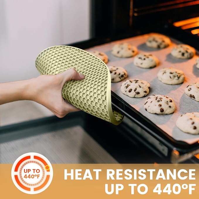Silicone Trivet Mats 4 Heat Resistant Pot Holders Multipurpose Non-Slip Hot Pads for Kitchen Potholders, Drying mat, Jar Opener, Spoon Holder, Coaster(Nordic Rice)
