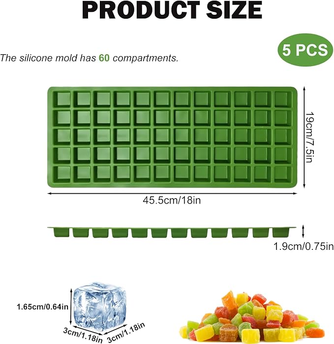 5 Pcs Silicone Food Molds for Harvest Right Freeze Dryer Medium Square Trays BPA-Free Reusable for Fruit Vegetable Ice Cubes Chocolate Candy