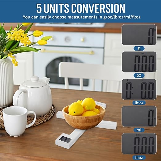 Folding Digital Kitchen Scale, Portable Food Scale, Travel Food Scale with LCD Display, Multiple Unit Conversion, Compact Small Scale for Measuring Intake of Healthy