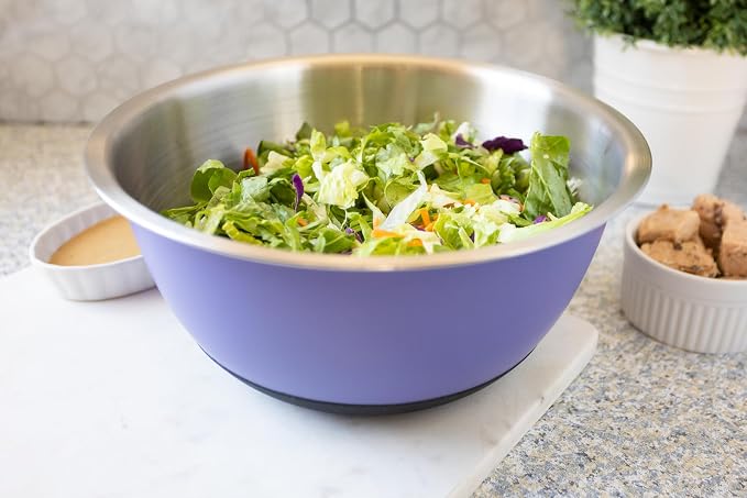 Fox Run Stainless Steel Mixing Bowl, Purple, 6.25 Quart