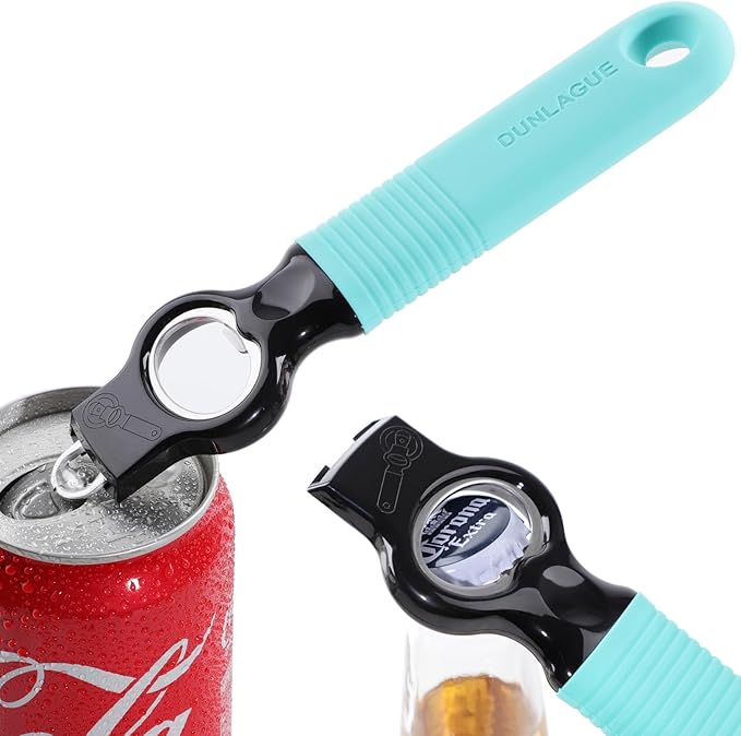 2-Pack Magnetic 2-in-1 Beer Bottle Cap & Soda Can Opener-Aqua | Soft Silicone Handle with Built-in Magnet Sticks to Fridges / Easy Can Tab Opener for Bartenders, Seniors, and Long nails
