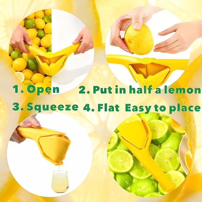 Lemon Squeezer, Effective at Squeezing Out Juice, Citrus Juicer | Easy-to-Use, Very Sturdy Lemon Juicer, Fold-Flat Easy-to-Place, Easy-to-Clean Citrus Squeezer to Squeeze Lemon, Lime, Orange