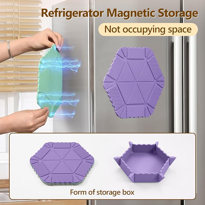 Magnetic Silicone Trivet & Pot Holder, Kitchen Heat Resistant Mat | Trivets for Hot Dishes, Hot Pots & Pans, Non-Slip Hot Pads for Countertops & Dining Table & Oven, Jar Opener & Spoon Rest