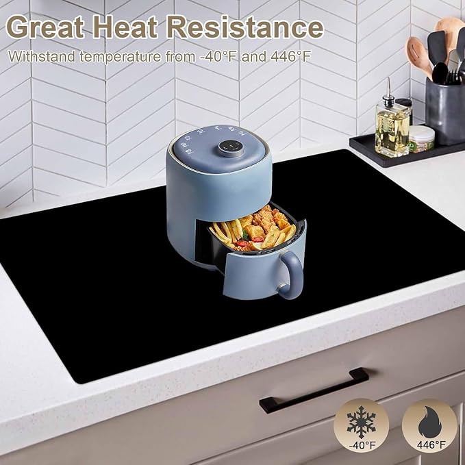 72''x16'' Large Silicone Mat for Kitchen Counter, Non-Slip Heat Resistant Countertop Protector, Waterproof Multipurpose Mat for Kitchen Island, Semitransparent