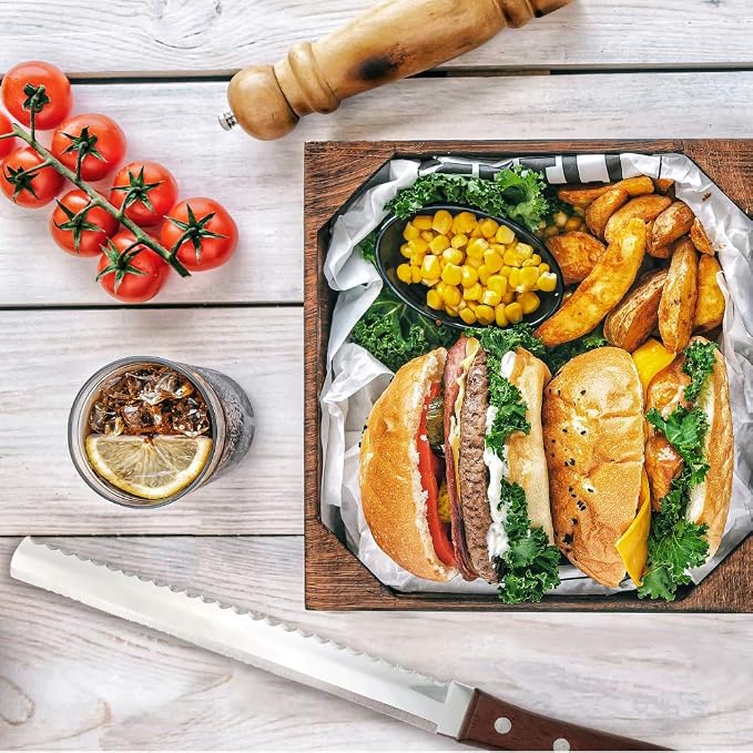 Serrated Bread Knife, 2in1 Double Sided [Made in Japan] Sharp 8 Inch Power Blade Japanese Bread Knife for Homemade Bread, Unique Design Bread Cutter