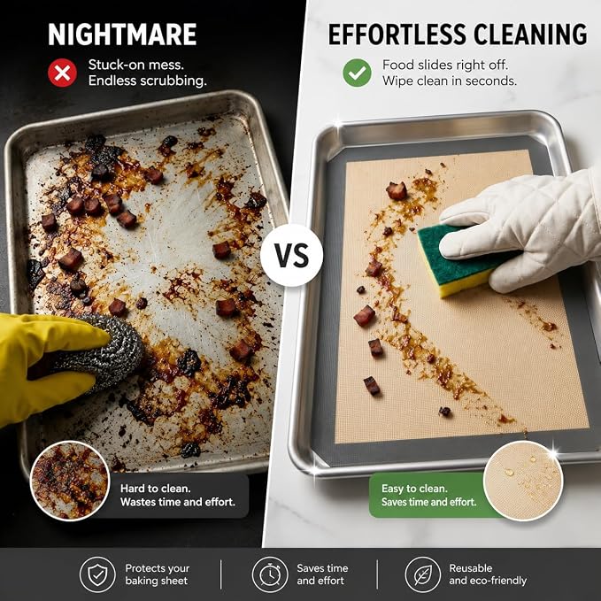 3-Piece Silicone Baking Mat Set, Non-Stick Reusable Air Fryer Liners and Oven Sheets, Heat Resistant, BPA-Free, Easy to Clean.