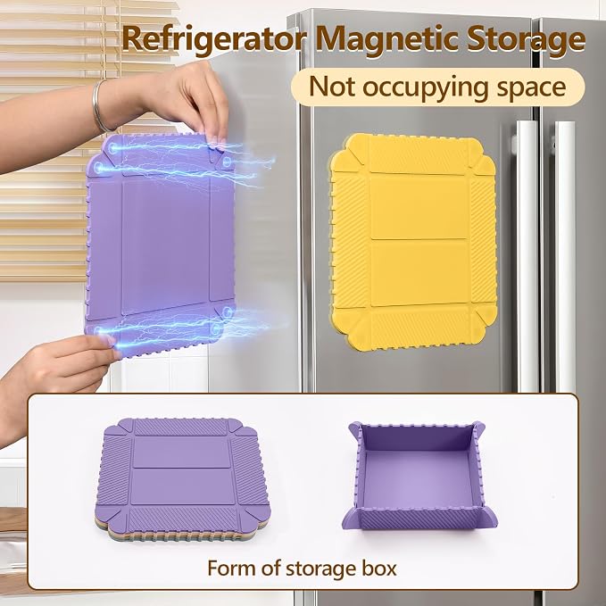 Magnetic Silicone Trivet & Pot Holder, Kitchen Heat Resistant Mat | Trivets for Hot Dishes, Hot Pots & Pans, Non-Slip Hot Pads for Countertops & Dining Table & Oven, Jar Opener & Spoon Rest
