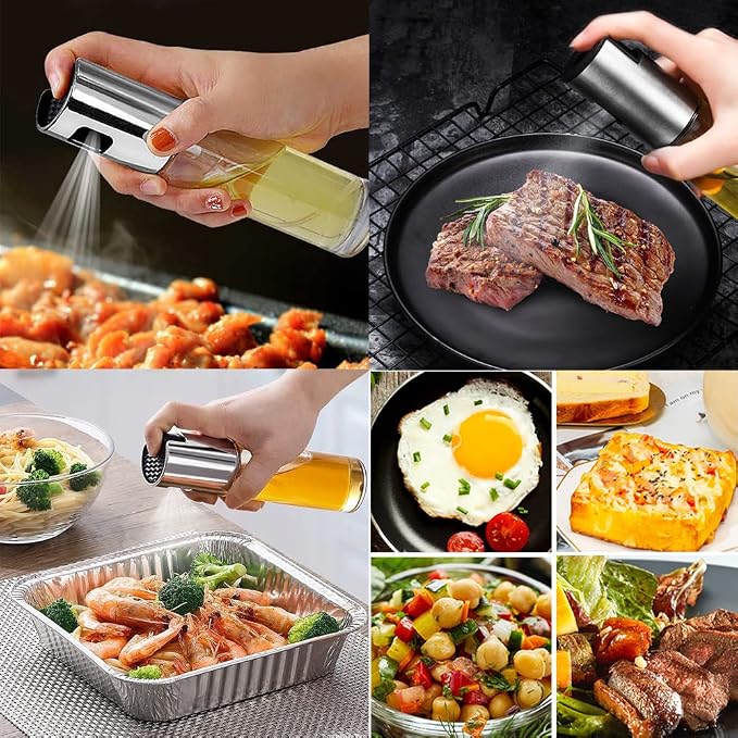 100ml Oil Sprayer Dispenser Oil Spray Bottle Vinegar Sprayer Dressing Spray with Brush Portable Grilling Olive Oil Glass Bottle Kitchen Gadgets for Salad Baking BBQ Air Fryer Roasting
