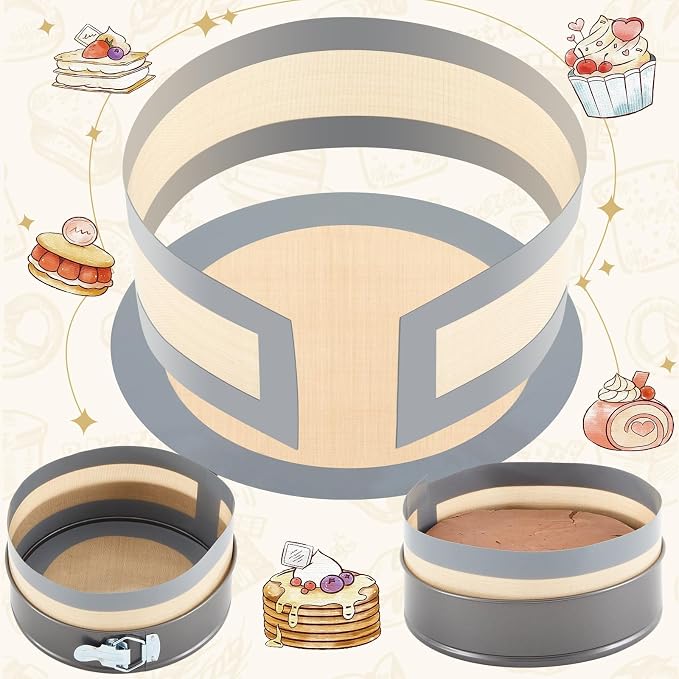 Honeydak 3 Set Silicone Baking Mat for 7, 8, 9 Inch Springform Pan Protector Nonstick Reusable Cake Pan Liners for Cheesecake Baking Prevent Sticking to Bottom & Side, Easy Release & Clean(Gray)