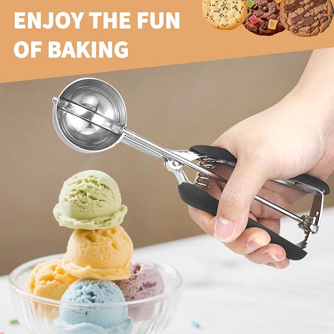 Medium Cookie Scoop 2 Tablespoon, Size #40 Cookie Dough Scoop, 18/8 Stainless Steel Ice Cream Scoop with Comfortable Grip, for Baking Cookies, Muffins, Cupcakes