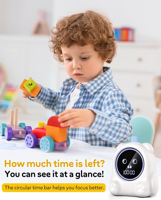 Visual Timer for Kids, 100 Min, Rechargeable Countdown Timers, Adjustable Sound Alert, Adjustable Brightness, Productivity Timers for ADHD, Silent Operation, Desk Time Management Tool for Toddler