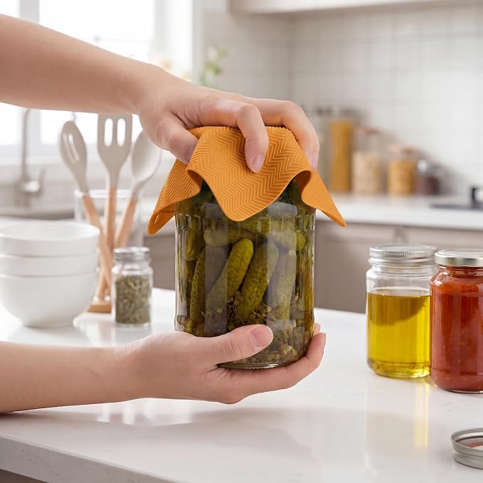 NiHome Jar Opener Gripper Pads, 6in Silicone for Seniors, 4-Pack | Multiple Vintage Colors & Set Options, Palm-Textured with Hang Holes, Square and Round Shapes, Dishwasher Safe Coaster
