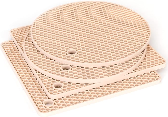 4 Pack Trivets for Hot Dishes | Hot Pads for Kitchen, Silicone Pot Holders for Kitchen Countertops,Table, Hot Pots and Pans, Easy to Wash and Dry,Khaki