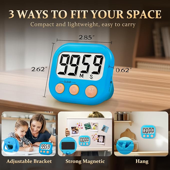 6 Pack Digital Kitchen Timer Small Classroom Timers for Kids Teachers (Blue&Purple)