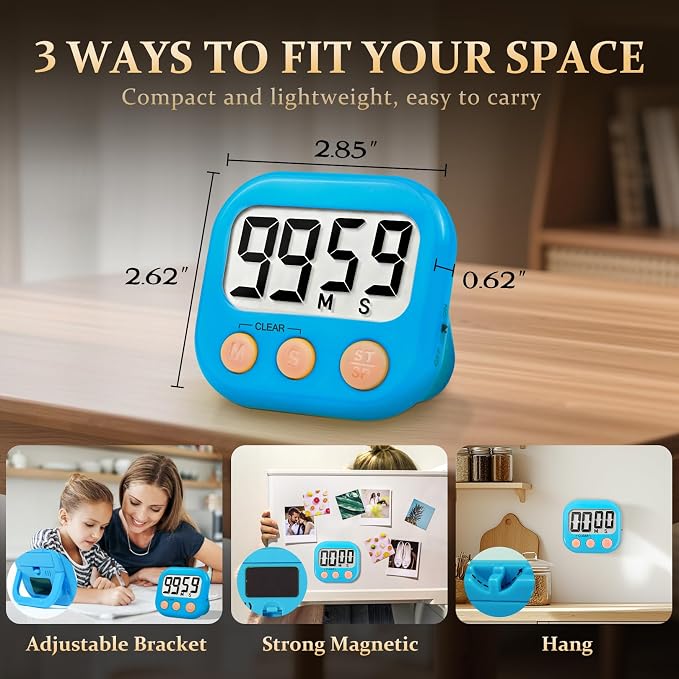 12 Pack Digital Kitchen Timer Small Classroom Timers for Kids Teachers (Blue&Purple)